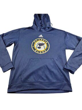 St Louis Blues Hoodie Sweatshirt Mens Large Blue Pullover Distressed Logo*